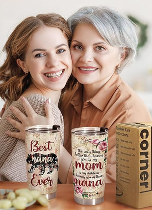 Macorner Mothers Day Gift for Nana & Mom From Daughter, Son for Grandma - Stainless Steel Bear Tumbler 20oz for Women