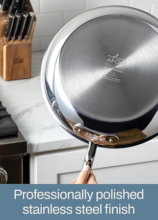 All-Clad D3 10 Inch Stainless Steel Frying pan, 3-Ply Stainless Steel Pan, Induction, Oven Broiler Safe 600F Skillet, Professional Cookware, Silver