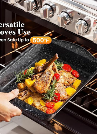 Kitchen Induction Cookware & Bakeware Set - 30 Piece Black Granite Cooking Pans Set, Non-Stick Pots and Pans Set