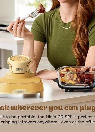Ninja | Air Fryer | Crispi 4-in-1 Portable Cooking System | 4QT & 6 Cup Glass Containers, Crisper Plates & Storage Lids Included | Microwave, Freezer & Dishwasher Safe | Ginger Snap | FN101GD