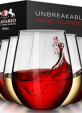 Unbreakable Stemless Plastic Wine Glasses | Reusable | Shatterproof 100% Tritan Plastic | Dishwasher-Safe | BPA-free | Awesome for Indoor & Outdoor | 20 oz, Set of 8