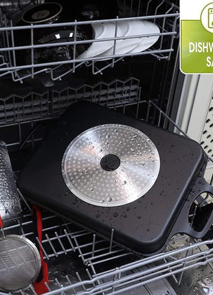 S·KITCHN Nonstick Grill Pan, Induction Stove Top Grill Plate, Glass Grilling Pan for Indoor, Gas Range Grill Panel/Skillet