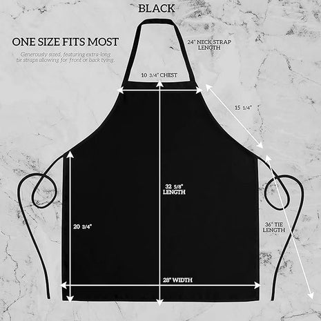 GREEN LIFESTYLE 12 Pack Bib Apron - Unisex Black Aprons, Machine Washable Aprons for Men and Women, Kitchen Cooking BBQ Bulk (Pack of 12, No Pockets, Black)