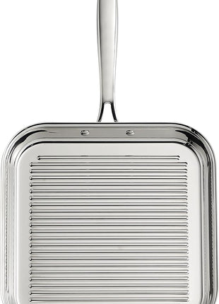 Tramontina Signature Tri-Ply Clad Stainless Steel 11-Inch Square Grill Pan, Induction-Ready, Dishwasher-Safe, NSF-Certified, Made in Brazil