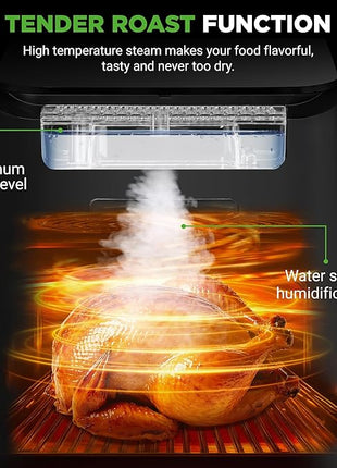 Nutrichef Electric Air Fryer Tenderizer 6.3 Quart | 12-1 Preset Cooking Functions | Includes Tenderizing Function | Digital Display | Transparent Window For Best Cooking Results | Black