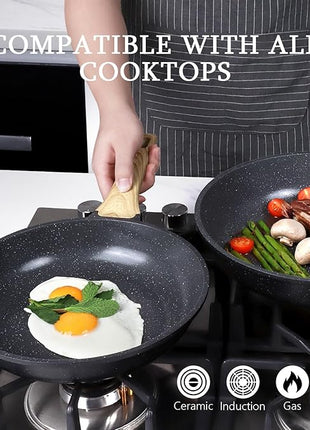 GiPP Ceramic Nonstick Frying Pan with Lid - 10" Healthy Non-Toxic Non Stick Skillet Omelette Pans, Induction Compatible Chef Pan, PFAS & PFOA-Free, Dishwasher Safe, Stay Cool Handles
