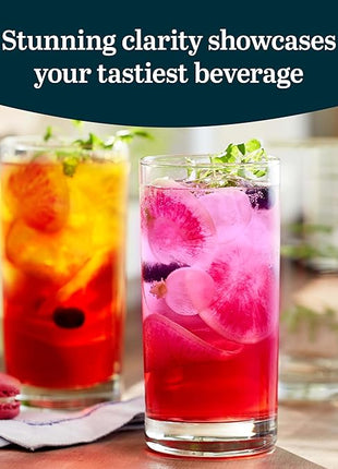 Libbey Heavy Base Drinking Glasses Set of 8, 15.5 Oz Elegant, Weighted Clear Water Glasses, Dishwasher Safe Glass Cups Set for Parties, Birthdays