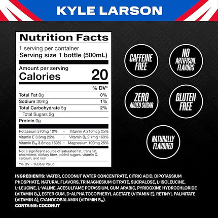 PRIME Hydration Kyle Larson, Sports Drinks, Electrolyte Enhanced for Replenishing Fluids, 250mg BCAAs, B Vitamins, Antioxidants, Low Sugar, 16.9 Fl Oz, 12 Pack