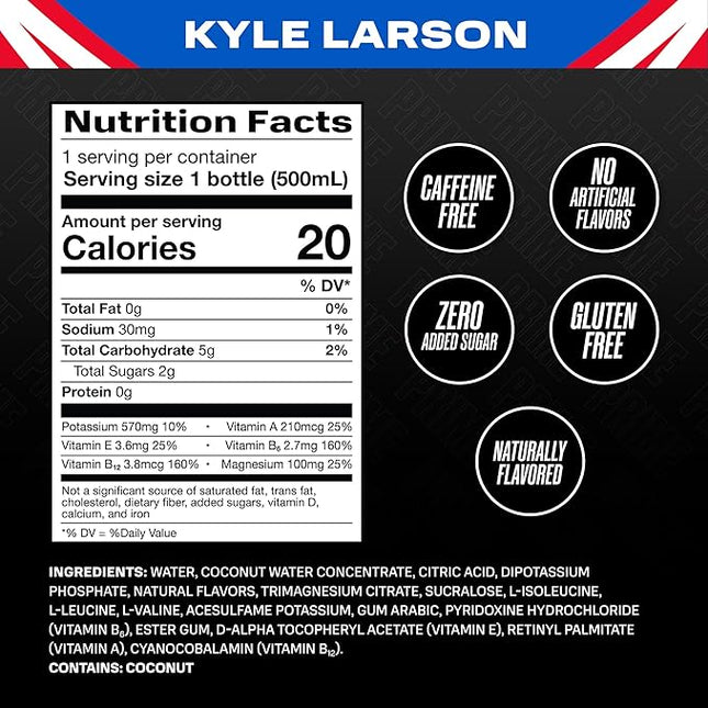 PRIME Hydration Kyle Larson, Sports Drinks, Electrolyte Enhanced for Replenishing Fluids, 250mg BCAAs, B Vitamins, Antioxidants, Low Sugar, 16.9 Fl Oz, 12 Pack