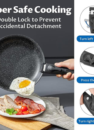 BEZIA Induction Cookware Set 10 Pieces, Nonstick Pots and Pans Set with Removable Handles, for All Hobs, Stackable Design, Dishwasher/Oven Safe, PFAS Free