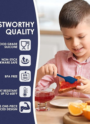 Heat Resistant 600℉ Silicone Spatula, Turner Mixing Spatulas set BPA Free Dishwasher Safe for Nonstick Cookware, Classic Blue