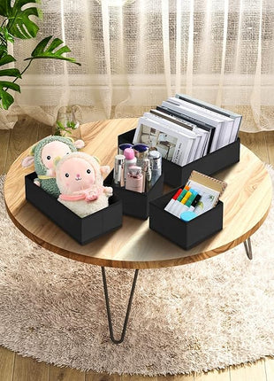 DIMJ Clothes Drawer Organizer, 12 Packs, Foldable Underwear Organizer for Baby Clothes, Tie, Bra, Sock (Black)