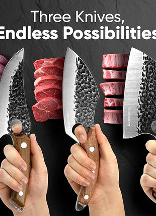 Matsato Knife Set 3-Piece Kitchen Knives, Cooking Chef Knife Set, Cleaver, Kitchen And Chef Cutting and Chopping Knives Sets Juego De Cuchillos Para Cocina