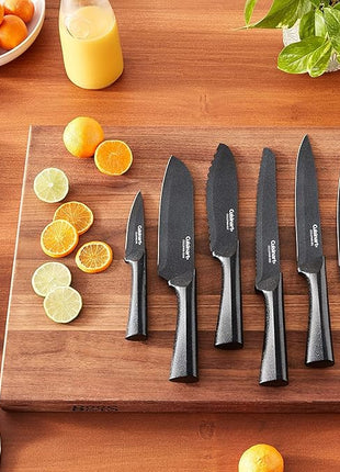 CUISINART Cutlery Knife Set, 12pc Metallic Cutlery Knife Set with Blade Guard , Lightweight, Stainless Steel, Durable & Dishwasher Safe, C55-12PMB,Black