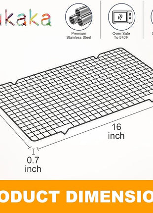 2PCS Cooling Racks for Cooking and Baking - 10" x 16"Heavy Duty Stainless Steel Wire Rack for Baking, Grilling, Roasting - Oven & Dishwasher Safe - Fits Half Sheet Pan（Black）