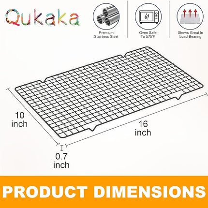 2PCS Cooling Racks for Cooking and Baking - 10" x 16"Heavy Duty Stainless Steel Wire Rack for Baking, Grilling, Roasting - Oven & Dishwasher Safe - Fits Half Sheet Pan（Black）