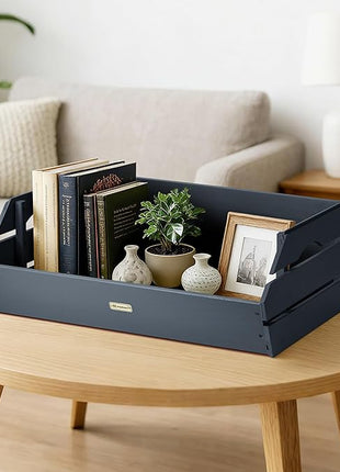 HABAU Wood Potato Onion Storage Bins - Wooden Stackable Produce Basket - Fruit Vegetable Storage for Kitchen Pantry Organization, Set 3 Pieces