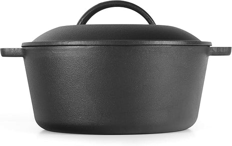COMMERCIAL CHEF 5 Quart Cast Iron Dutch Oven with Dome Lid & Handles, Preseasoned