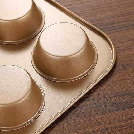 Air Fryer Muffin Pan, Nonstick Cupcake Baking Pan for Counter Top Oven Small Oven, Gold, 2 Pack