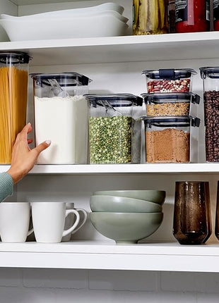 Rubbermaid Brilliance 14-Piece Food Storage Container Set with Scoops Airtight BPA-Free for Kitchen and Pantry Organization