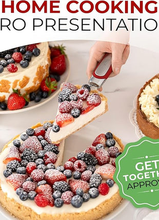 Orblue Pie Server, Essential Kitchen Tool, Serrated on Both Sides, Great for Right or Left Handed Chef, Stainless Steel Flatware, Cake Cutter, Red