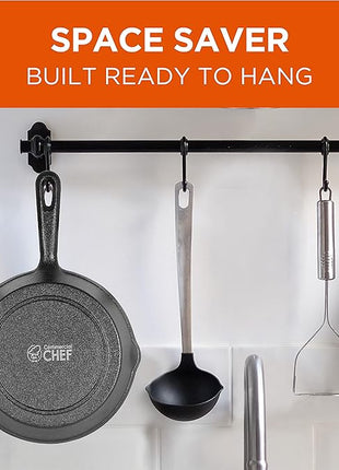 Commercial CHEF 3-Piece Cast Iron Skillet Set – 8 inch, 10 inch, and 12 inch - Pre-seasoned Cast Iron Cookware