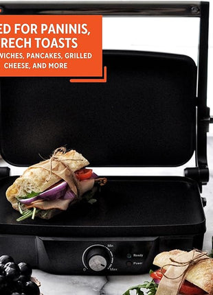 IMUSA Stainless Steel Panini Press Electric with Adjustable Temperature Settings and Nonstick Plates, 1200W