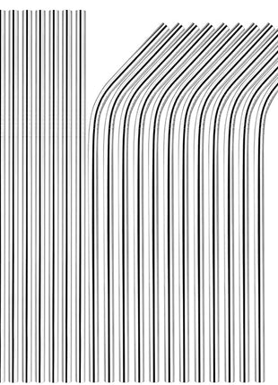 [24 PCS] Extra Long 10.4 inch Value Pack Reusable Stainless Steel Straws Combinations, Tomorotec Metal Straw Sets with Cleaning Brushes, 12 Straight 12 Bent For Tumblers Beverage Drinks Cocktail