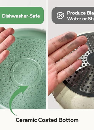 Redchef Non Stick Ceramic Frying Pan Set, Non Toxic Ceramic Pans for Cooking, 8" 9.5" 11" Skillet Set, No PFAS & PTFE & PFOA with Stainless Steel Handle, Dishwasher & Oven Safe Max up to 842°F (Green)