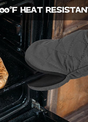 Oven Mitts and Pot Holders Set, Pack of 4, Heat Resistant Silicone Kitchen Mini Oven Mittens for 500 Degrees, Mini Oven Gloves and Hot Pads for Baking Grilling Barbecue Microwave Machine Washable