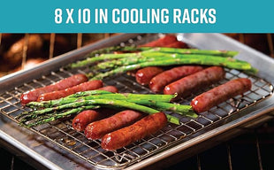 Goson Heavy Duty Stainless Stain Bakeware, Baking, Cooling, Oven Roasting, Broiler Rack, 8in by 10in, Cross Wire, Pack of 2, Compatible with Various Baking Sheets Oven Pans