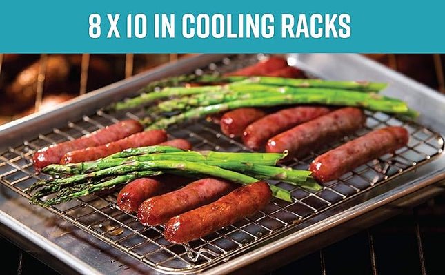 Goson Heavy Duty Stainless Stain Bakeware, Baking, Cooling, Oven Roasting, Broiler Rack, 8in by 10in, Cross Wire, Pack of 2, Compatible with Various Baking Sheets Oven Pans