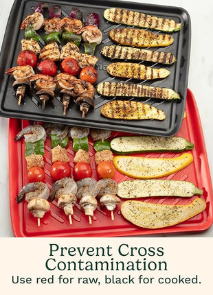 Cuisinart CPK-210 Grilling Prep and Serve Trays, Black and Red Large 18” x 14.5”