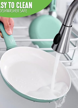 GreenLife Soft Grip Healthy Ceramic Nonstick 12" Frying Pan Skillet, PFAS-Free, Dishwasher Safe, Turquoise