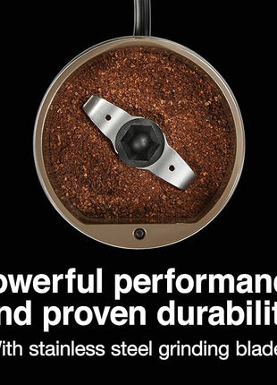 Proctor Silex Electric Coffee Grinder for Beans, Spices and More, Stainless Steel Blades, 12 Cups, Brown