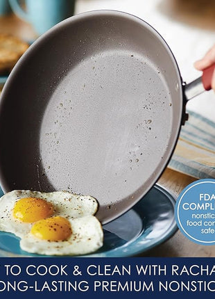 Rachael Ray 87633 Cucina Hard Anodized Nonstick Frying Pan Set / Fry Pan Set / Hard Anodized Skillet Set - 9.25 Inch and 11.5 Inch, Gray
