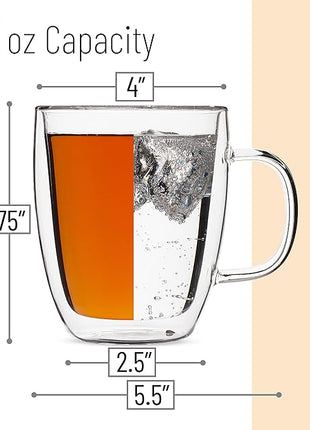 BTaT- Insulated Coffee Mug, Large, Set of 4 (16oz, 500ml), Double Wall Glass Coffee Cups, Glass Coffee Mug, Christmas Gifts