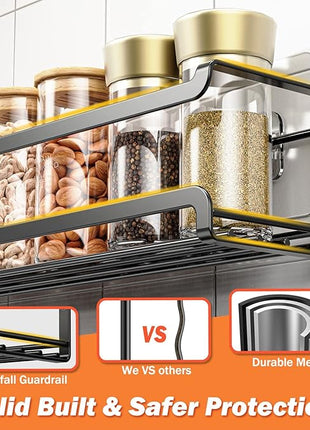 Spice Rack Wall Mounted 4 Pack,Space-Saving Spice Organizer for Spice Jars and Seasonings,Screw or Adhesive Hanging Spice Rack Organizer for Your Kitchen Cabinet,Pantry Door,11.41x2.75x2.75in