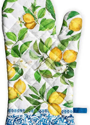 Maison d' Hermine Oven Gloves 100% Cotton Oven Mitt 7" x 13" with Loop Heat Resistant, BBQ, Cooking Gloves, Baking, Grilling, Kitchen, Handling Hot Pans Spring/Summer (Pack of 1, Cedrat)