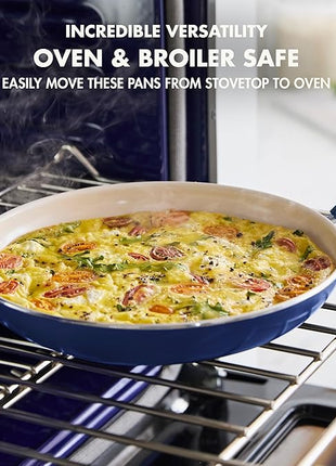 GreenPan Rio Healthy Ceramic Nonstick 8" Frying Pan Skillet and Silicone Spatula Set, Soft Grip Handle, Breaktfast Meal Set, PFAS-Free, Dishwasher Safe, Oven Safe, Oxford Blue