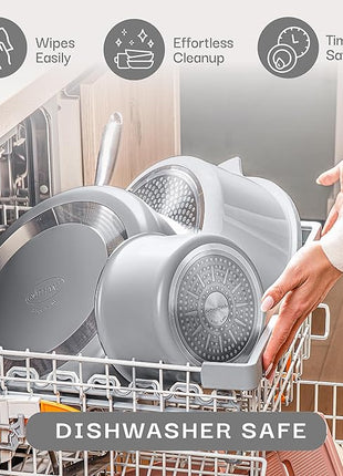 Gotham Steel 5 Qt Dutch Oven Pot with Lid, Nonstick Ceramic 10 in 1 Cooking Pot & Dutch Oven for Bread Baking, Lightweight, Oven & Dishwasher Safe – Gray