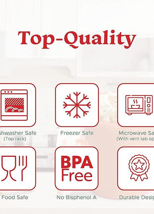 Tafura 22oz Microwave Soup Mugs with Handles, 2 Pack - Red Mug with Clear Lid