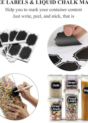 Wildone Airtight Food Storage Containers with Lids, 14PC Plastic Kitchen Containers Storage Set for Pantry Organization and Storage, Cereal, Flour and Sugar Containers, Include 20 Labels & Pen