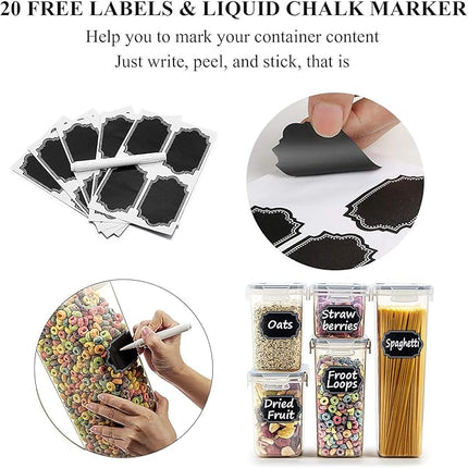 Wildone Airtight Food Storage Containers with Lids, 14PC Plastic Kitchen Containers Storage Set for Pantry Organization and Storage, Cereal, Flour and Sugar Containers, Include 20 Labels & Pen