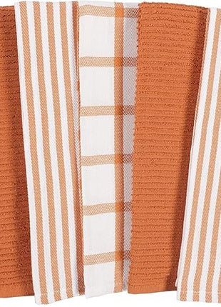 KAF Home Premium Kitchen Towels (18" x 28"), Large 100% Cotton, Flat & Terry Absorbent Dish Towel Set (Ginger, 18 x 28-6 Pack)