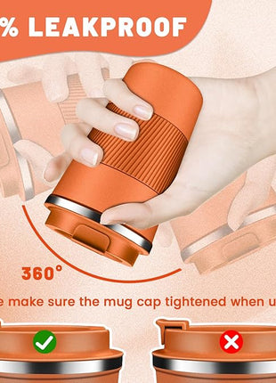 Insulated Coffee Tumblers with Flip Lid 12oz / 17oz, Stainless Steel Travel Coffee Mug Leak Proof, Vacuum Insulated Coffee Mug Reusable Cup, Keeps Cold and Hot for Coffee Tea