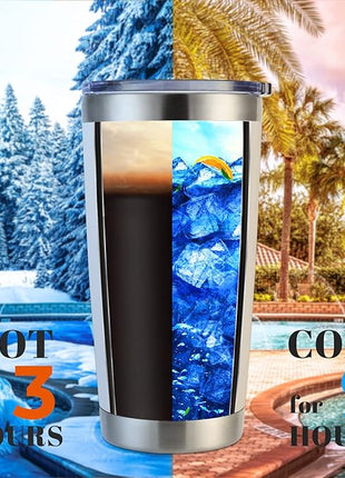 DOMICARE 20oz Stainless Steel Tumbler Bulk with Lid, Double Wall Vacuum Insulated Travel Mug, Powder Coated Coffee Cup, Powder White, 1 Pack