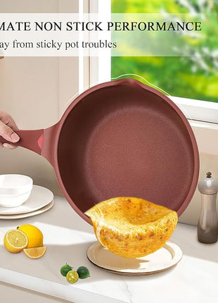 Vinchef Nonstick Toxin-Free Ceramic Cookware Deep Frying Pan Saute Pan with Lid, 12in/5.5Qt Fry Pan, German 3C+ Ceramic Coating Technology, Heat Indicator, Induction Compatible