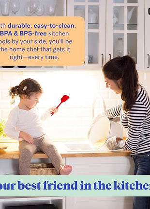 GIR: Get It Right Silicone Kitchen Spatula Turner - Non-Toxic Cooking Utensils for Nonstick Cookware, Cooking and Baking, Mini - 11IN - Red