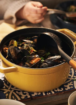 Staub Cast Iron Round Cocotte, Dutch Oven, 7-quart, serves 7-8, Made in France, Citron